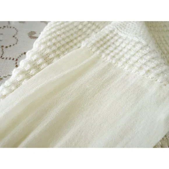 Gary Graham Ivory Cotton Silk Drop Shoulder Boxy 3/4 Sleeve Sweater sz P XS - Picture 5 of 6